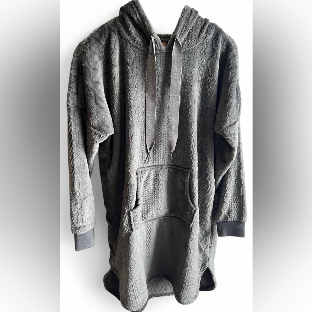 Denver Hayes Sleepwear Womens Grey Pullover Hoodie Blanket Loungewear Small